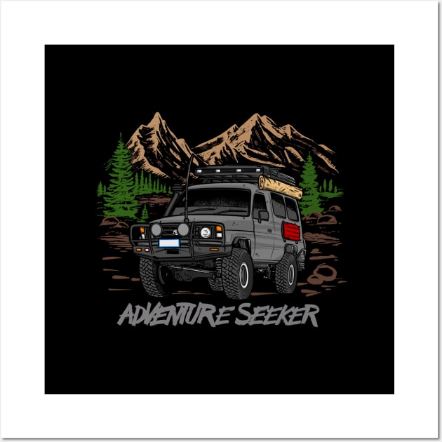 Land Cruiser Adventure Seeker - Grey Wall Art by 4x4 Sketch